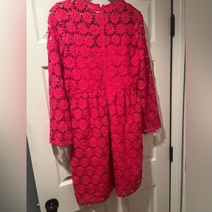 Donna Morgan Fuchsia Floral Lace Babydoll Dress.